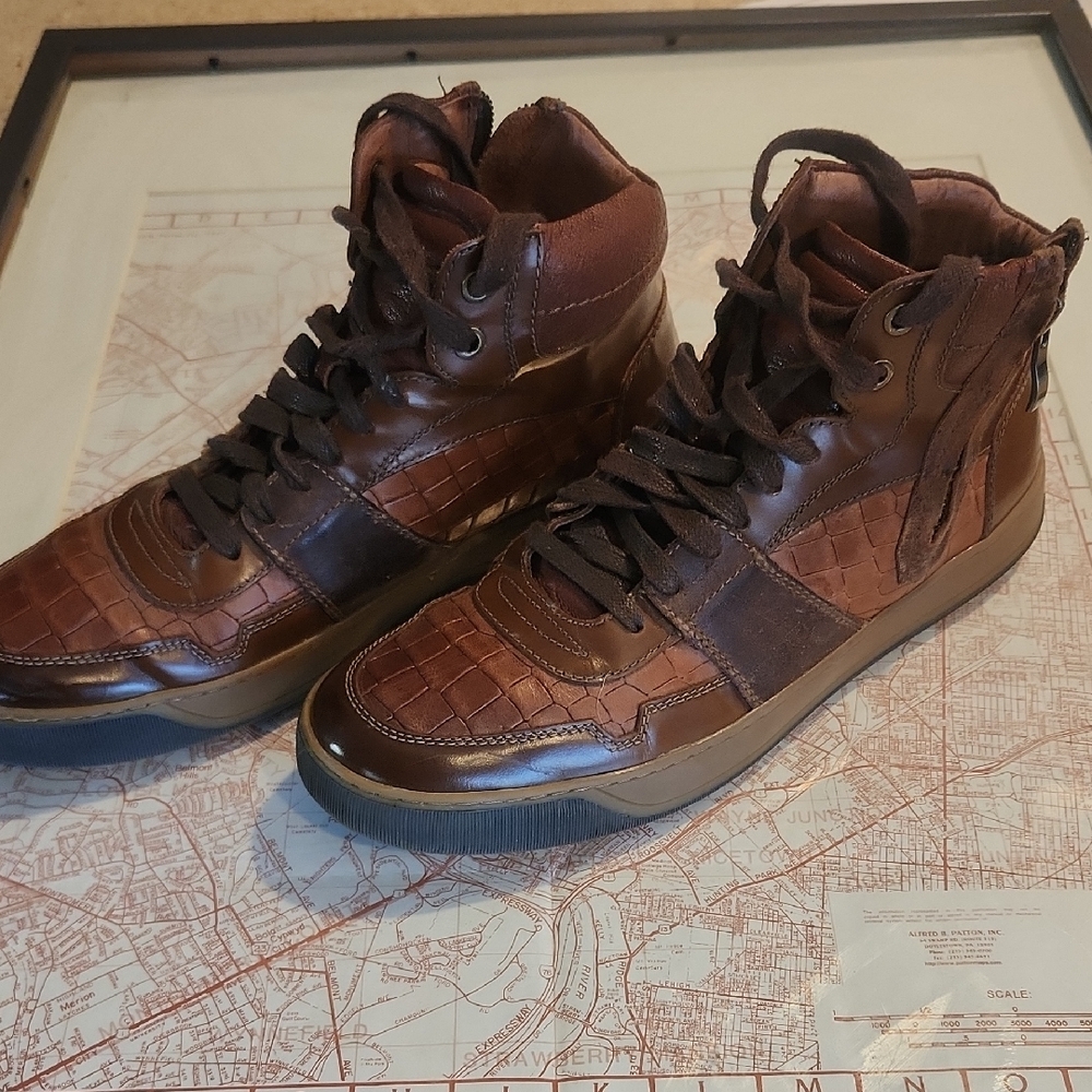 Johnston & Murphy Dark Brown High-Top Sneakers